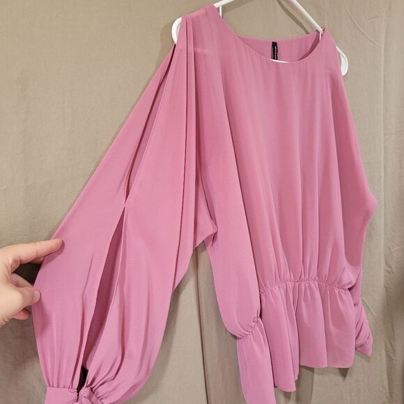W118 by Walter baker size small pink split long sleeve peplum top - Picture 6 of 12